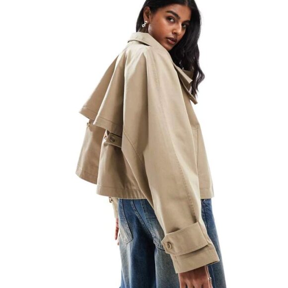 Asos Cropped Cape Detail Trench Coat - Picture 3 of 3